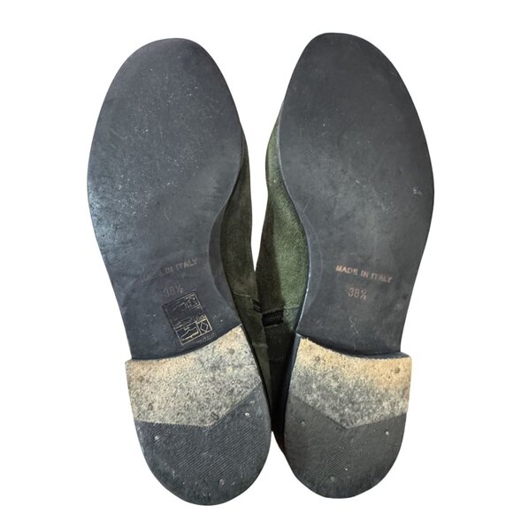 Vintage Suarez Italy Womens Olive Green Suede Knee High Lace Up Boots Side Zip 8 - Picture 12 of 12